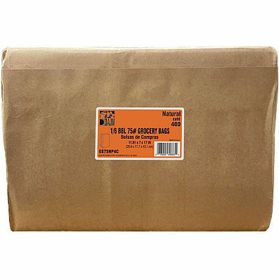 AJM Packaging Packaging Packaging AJM Packaging Packaging 1/6 BBL #75 Kraft Paper Grocery Sacks (GS75NP4CES)