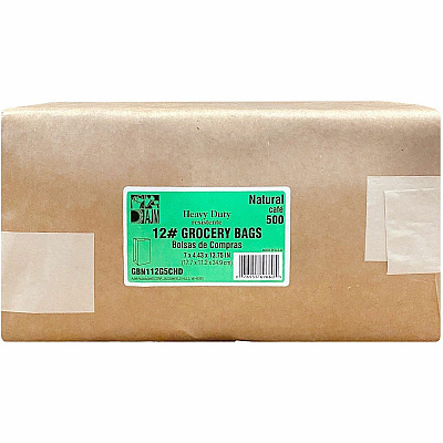 AJM Packaging Packaging Packaging AJM Packaging Packaging #12 Squat Heavy-Duty Kraft Paper Grocery Bags (GBN112G5CHDE)