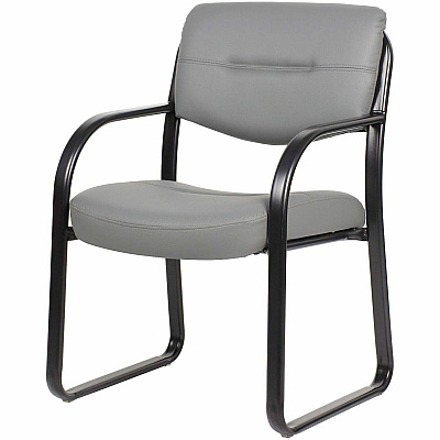 BOSS Leather Sled-Base Side Chair (9529GY)