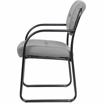 BOSS Leather Sled-Base Side Chair (9529GY)
