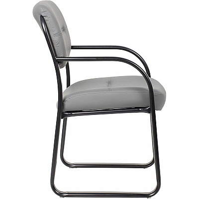 BOSS Leather Sled-Base Side Chair (9529GY)