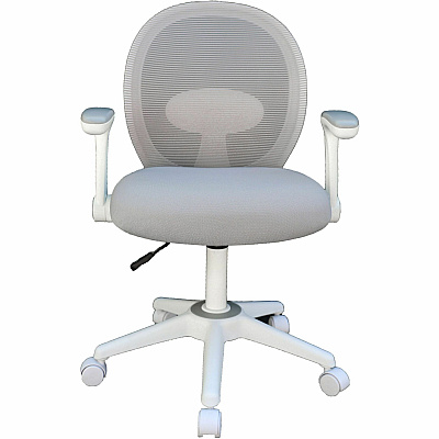 BOSS Grey Mesh, Flip Arm, Task Chair, White Frame (676WTGY)