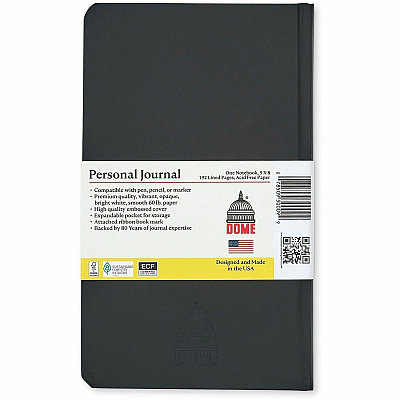 Dome Personal Journal - 5 x 8 Inch Hardcover Black Lined Journal Notebook (30009)