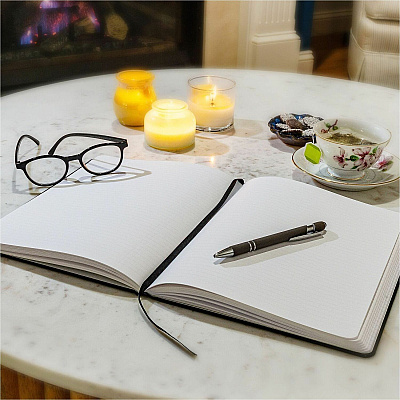 Dome Personal Journal - 8 x 10 Inch Hardcover Black Lined Journal Notebook (30013)