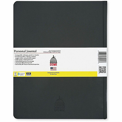 Dome Personal Journal - 8 x 10 Inch Hardcover Black Lined Journal Notebook (30013)