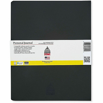 Dome Personal Journal - 8×10 Inch Softcover Black Lined Journal Notebook (30012)