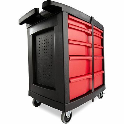 Rubbermaid Commercial 5-Drawer Mobile Work Center (FG773488BLA)