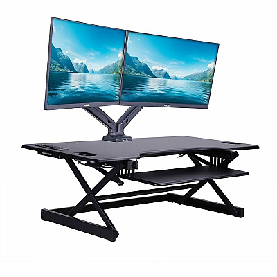 Rocelco R DADBR-40 Height-Adjustable Sit-to-Standing Desk Riser (RDADRB40MA2)