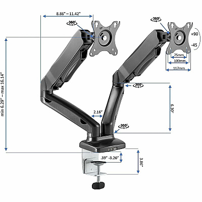 Rocelco R DADBR-40 Height-Adjustable Sit-to-Standing Desk Riser (RDADRB40MA2)