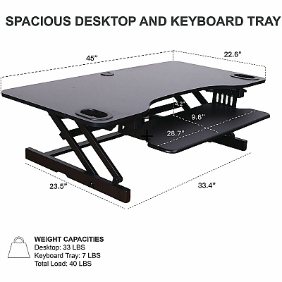 Rocelco R ADRB-45-DM3 Standing Desk Converter Bundle