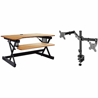 Rocelco R DADTR-40 Height-Adjustable Sit-to-Standing Desk Riser (RDADRT40DM2)