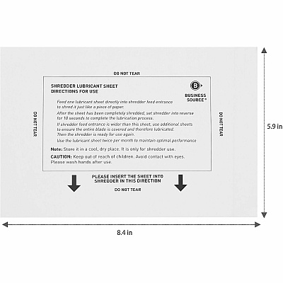 Business Source Shredder Lubricant Sheets (38026CT)