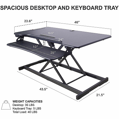 Rocelco R EDRB-46-DM3 Electric Desk Riser Bundle