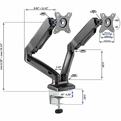 Rocelco R EDRB-46-MA2 Electric Desk Riser Bundle