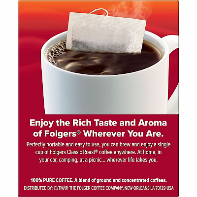 Folgers Bag, Instant, Packet Singles Medium-Roast Coffee Bags (81121)
