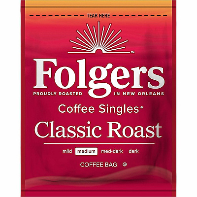 Folgers Bag, Instant, Packet Singles Medium-Roast Coffee Bags (81121)