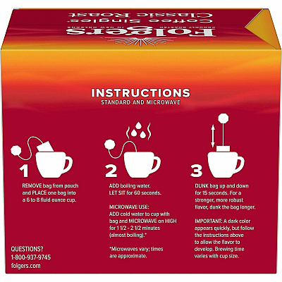 Folgers Bag, Instant, Packet Singles Medium-Roast Coffee Bags (81121)