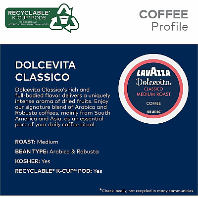 Lavazza K-Cup, Pod, Ground Dolcevita Classico K-Cup Coffee Pods (0433CT)