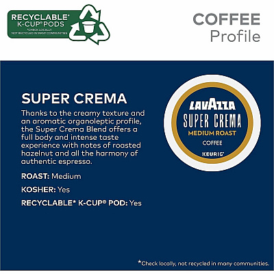 Lavazza K-Cup, Pod, Ground Super Crema K-Cup Coffee Pods (0911CT)