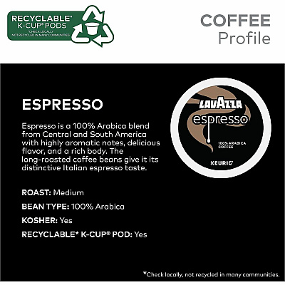 Lavazza K-Cup, Pod, Ground Espresso Italiano K-Cup Coffee Pods (0451CT)