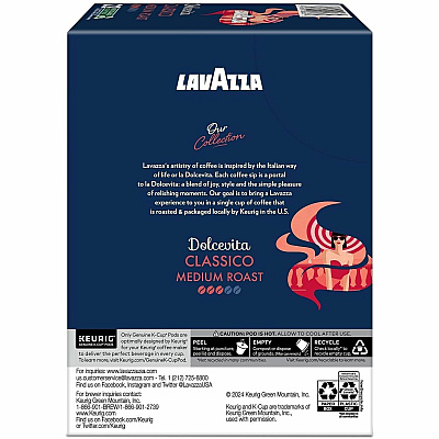 Lavazza K-Cup, Pod, Ground Dolcevita Classico K-Cup Coffee Pods (0433)
