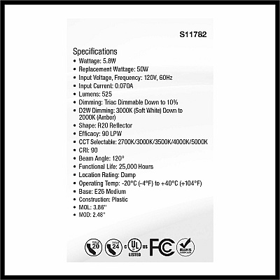 Satco LED R20 Reflector Bulbs (S11782)