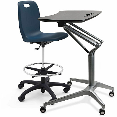 Lorell League Adjustable Height Mobile Lab Stool (83094NY)