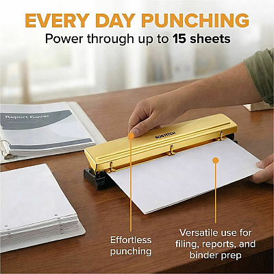 Bostitch 3-hole Punch (HP15GOLD)