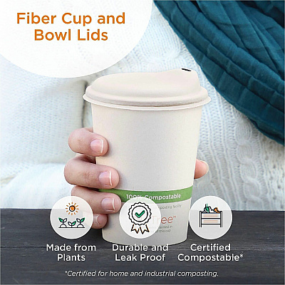 World Centric Compostable Fiber Lids (BOLFB8GNLF)