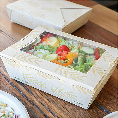 No Tree 46oz Paper Folded Takeout Containers (TONT8W)