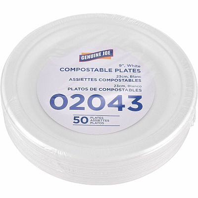 Genuine Joe BPI Certified Compostable Paper Plate (02043)