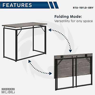 Techni Mobili Space Saving Folding Desk (15FLDGRY)