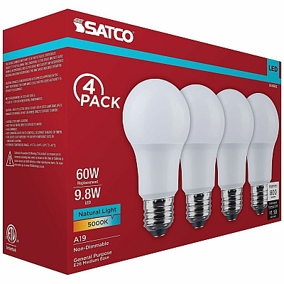 Satco 9.8W A19 LED Frosted Bulbs (S14362)