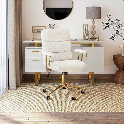 Techni Mobili Textured Boucle Office Chair (3270CWHT)