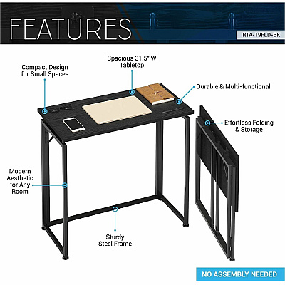 Techni Mobili 31.5" Folding Desk (19FLDBK)
