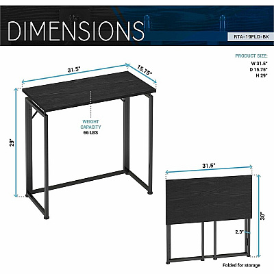Techni Mobili 31.5" Folding Desk (19FLDBK)