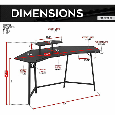 Techni Sport Guardian Gaming Desk (TS98DBK)