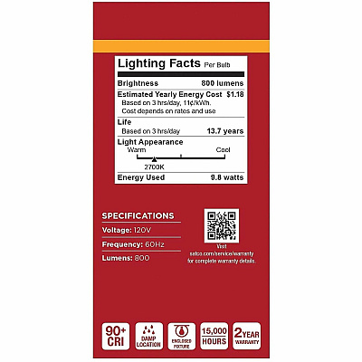Satco 9.8W A19 LED Frosted Bulbs (S14353)