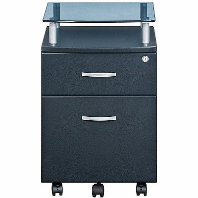 Techni Mobili Rolling Glass-Top Filing Cabinet (S06GPH06)