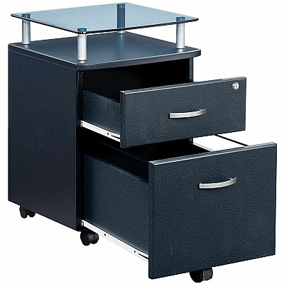 Techni Mobili Rolling Glass-Top Filing Cabinet (S06GPH06)