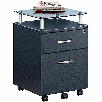 Techni Mobili Rolling Glass-Top Filing Cabinet (S06GPH06)