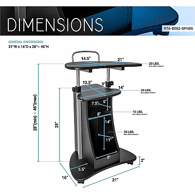 Techni Mobili Sit-to-Stand Rolling Laptop Cart (B002GPH06)