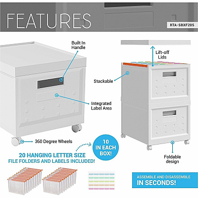 Techni Mobili Stackable Rolling File Boxes (SBXF205)