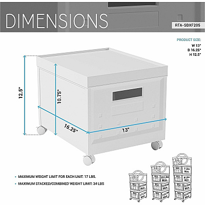 Techni Mobili Stackable Rolling File Boxes (SBXF205)