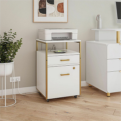 Techni Mobili Modern Rolling Filing Cabinet (S19WHT)