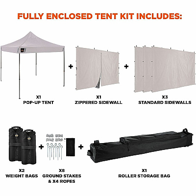 ergodyne Heavy-Duty Pop-Up Tent Enclosed Kit - 10ft x 10ft (12963)