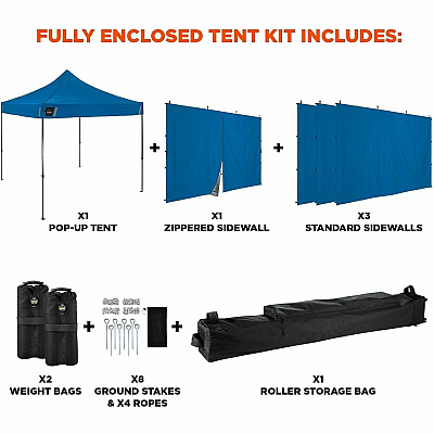 ergodyne Heavy-Duty Pop-Up Tent Enclosed Kit - 10ft x 10ft (12962)