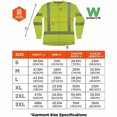 ergodyne Women's Performance Hi-Vis Long Sleeve T-Shirt - Type R, Class 3 (22355)