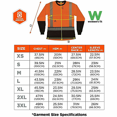 ergodyne Women's Performance Hi-Vis Long Sleeve T-Shirt - Type R, Class 2, Black Bottom (22343)