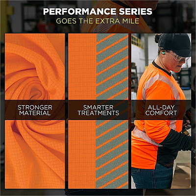 ergodyne Women's Performance Hi-Vis Long Sleeve T-Shirt - Type R, Class 3 (22363)
